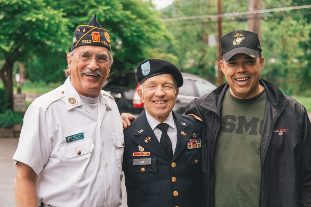 senior veterans standing together